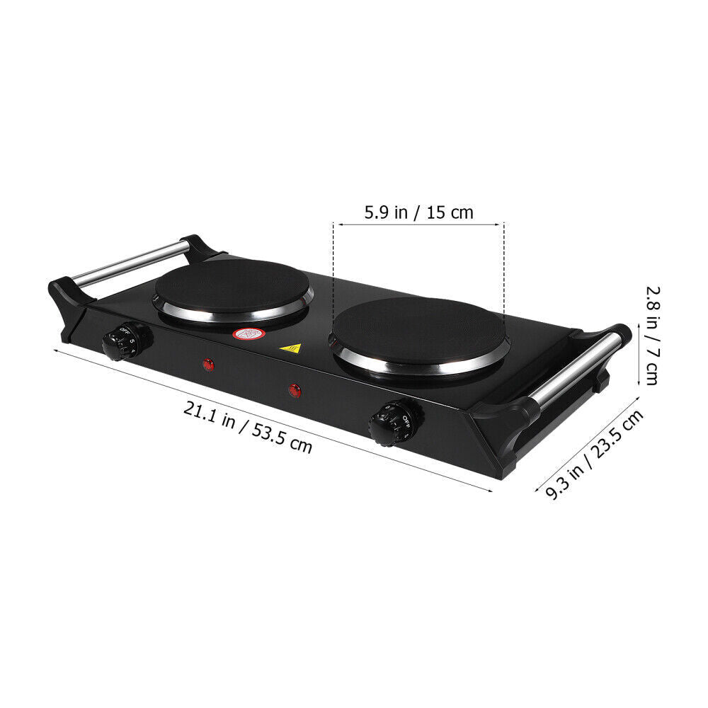 2000W Electric Cooker Double Hob Hot Plate Stove W Handle Table Hob Kitchen - luna living2000W Electric Cooker Double Hob Hot Plate Stove W Handle Table Hob Kitchen