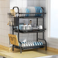 3 Tier Dish Drainer Rack With Drip Tray Cutlery Holder Plate Rack Kitchen Sink - luna living3 Tier Dish Drainer Rack With Drip Tray Cutlery Holder Plate Rack Kitchen Sink