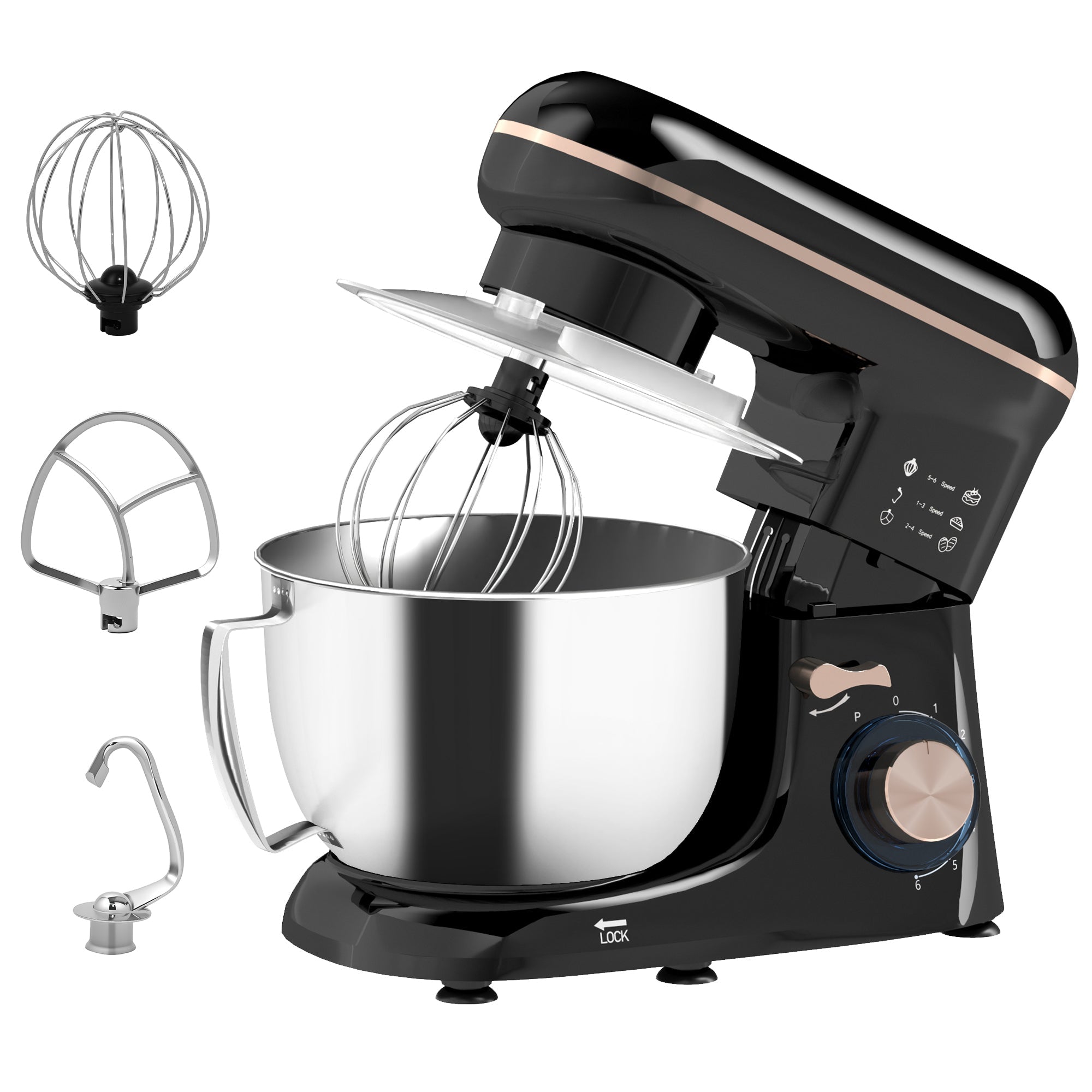 1300W Kitchen Stand Mixer, With Accessories - Black - luna living1300W Kitchen Stand Mixer, With Accessories - Black