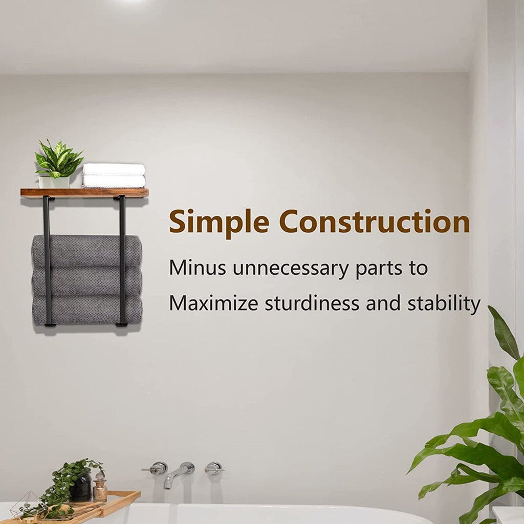 Towel Rack,bathroom Towel Storage Rack,bath Towel Holder, Iron And Wood Wall Art - luna livingTowel Rack,bathroom Towel Storage Rack,bath Towel Holder, Iron And Wood Wall Art