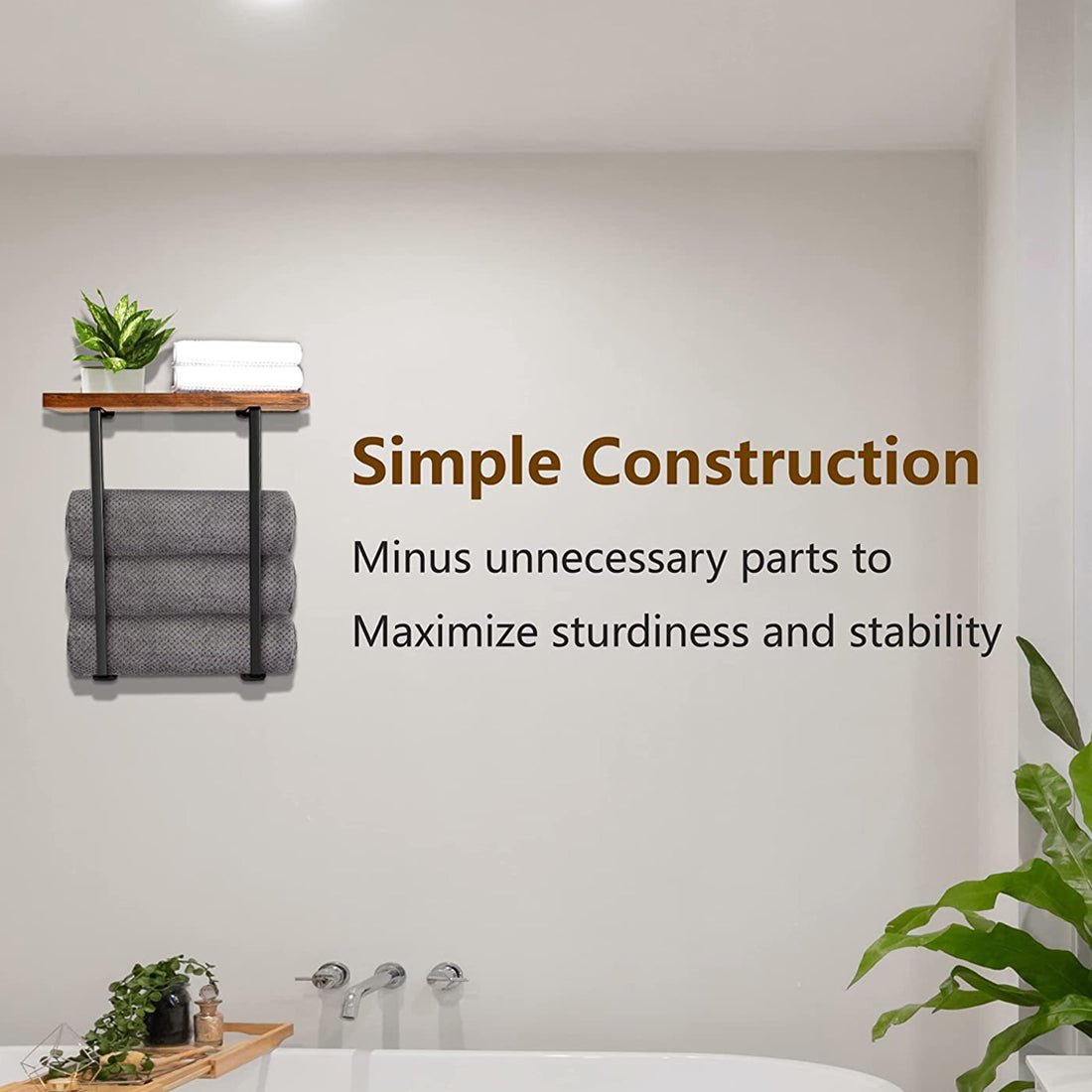 Towel Rack,bathroom Towel Storage Rack,bath Towel Holder, Iron And Wood Wall Art - luna livingTowel Rack,bathroom Towel Storage Rack,bath Towel Holder, Iron And Wood Wall Art
