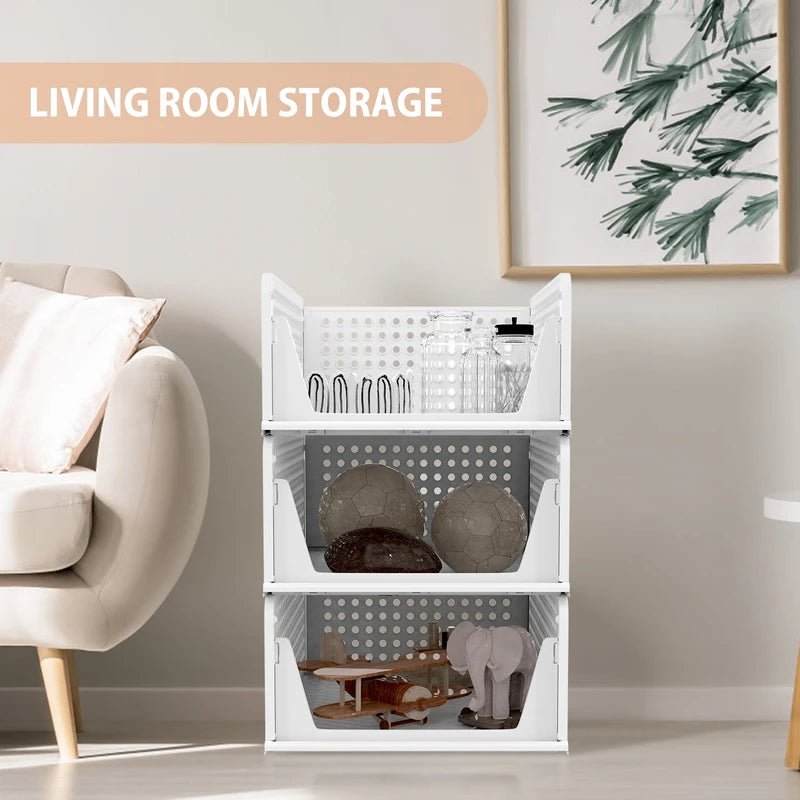 4 Pack Wardrobe Storage Organiser, Stackable Storage Boxes Clothes Storage,Cupboard Storage Organiser, Under Sink Storage - luna living4 Pack Wardrobe Storage Organiser, Stackable Storage Boxes Clothes Storage,Cupboard Storage Organiser, Under Sink Storage