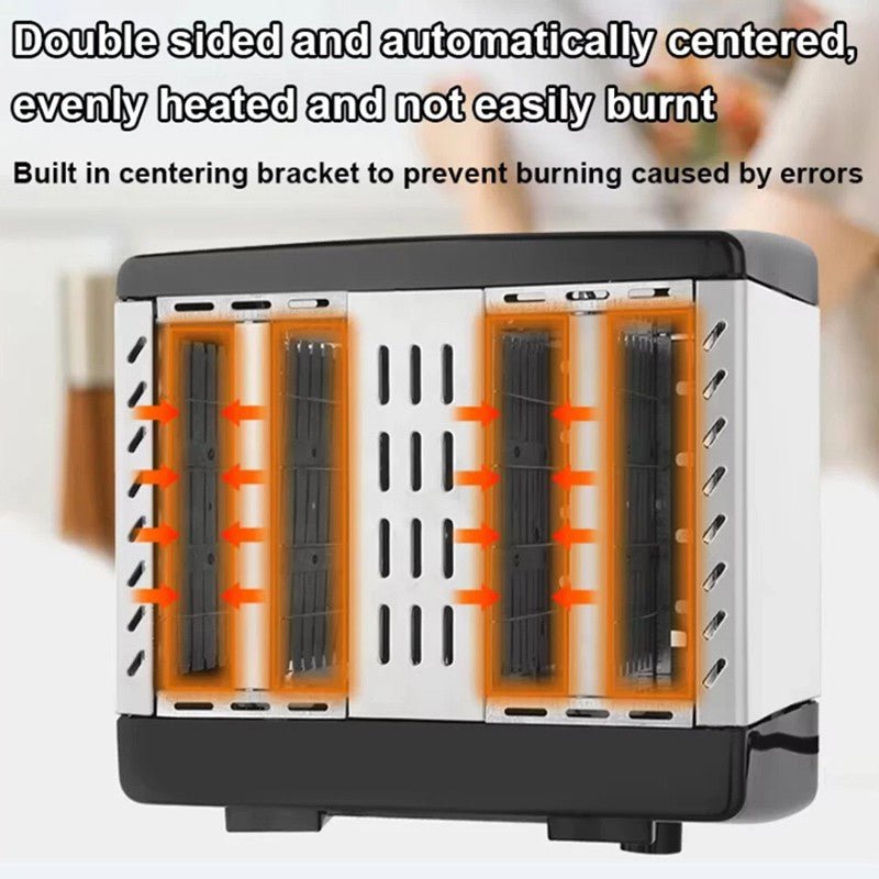 Kitchen Toaster 4 Slice Steel Variable Defrost Reheat Extra Wide Slot - luna livingKitchen Toaster 4 Slice Steel Variable Defrost Reheat Extra Wide Slot