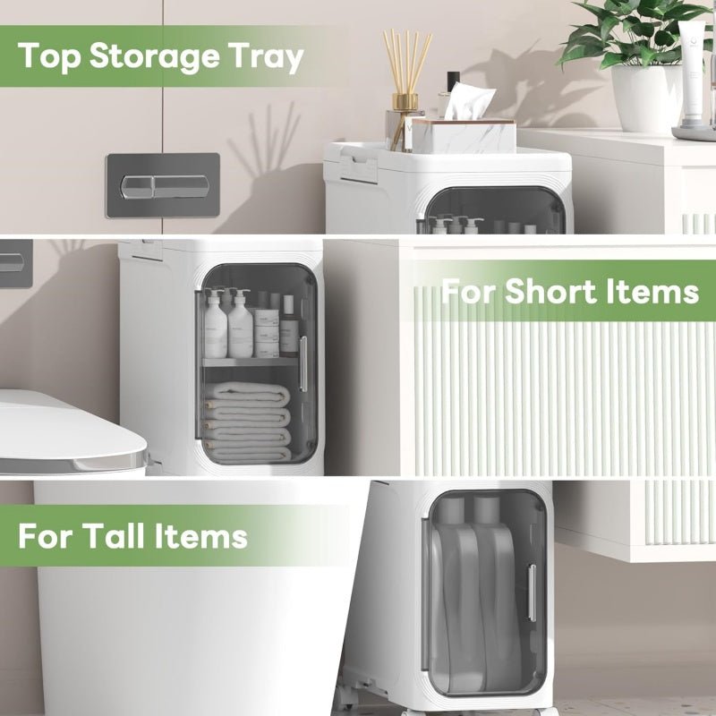 2 Tiers Slim Narrow Storage Cabinet Drawer Bathroom Bedroom Organizer Gap Shelf - luna living2 Tiers Slim Narrow Storage Cabinet Drawer Bathroom Bedroom Organizer Gap Shelf
