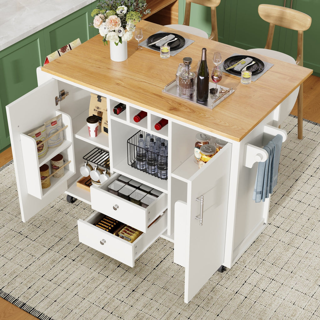 Kitchen Cart, Buffet Cabinet, Kitchen Trolley With Folding Worktop, Kitchen Island With Towel Rack And Spice Rack, Wine Rack And Adjustable Shelves, White - luna livingKitchen Cart, Buffet Cabinet, Kitchen Trolley With Folding Worktop, Kitchen Island With Towel Rack And Spice Rack, Wine Rack And Adjustable Shelves, White