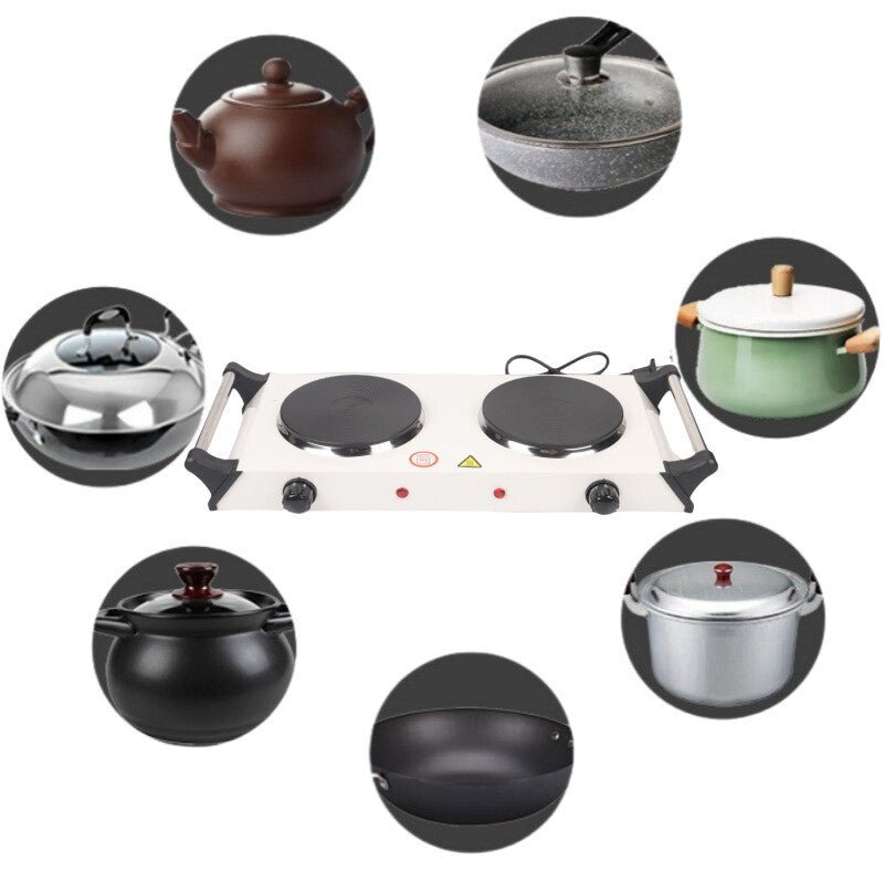 2000W Electric Cooker Double Hob Hot Plate Stove W Handle Table Hob Kitchen - luna living2000W Electric Cooker Double Hob Hot Plate Stove W Handle Table Hob Kitchen