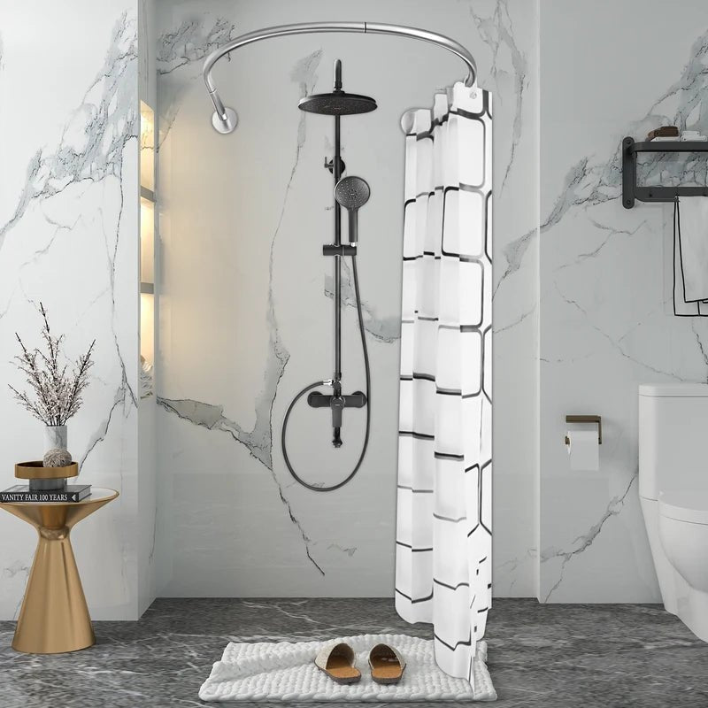 U Shape Shower Curtain Rod Retractable 0.9-1.3m Home Balcony Shower Room Shower Rod Curtain Bathroom Shower - luna livingU Shape Shower Curtain Rod Retractable 0.9-1.3m Home Balcony Shower Room Shower Rod Curtain Bathroom Shower