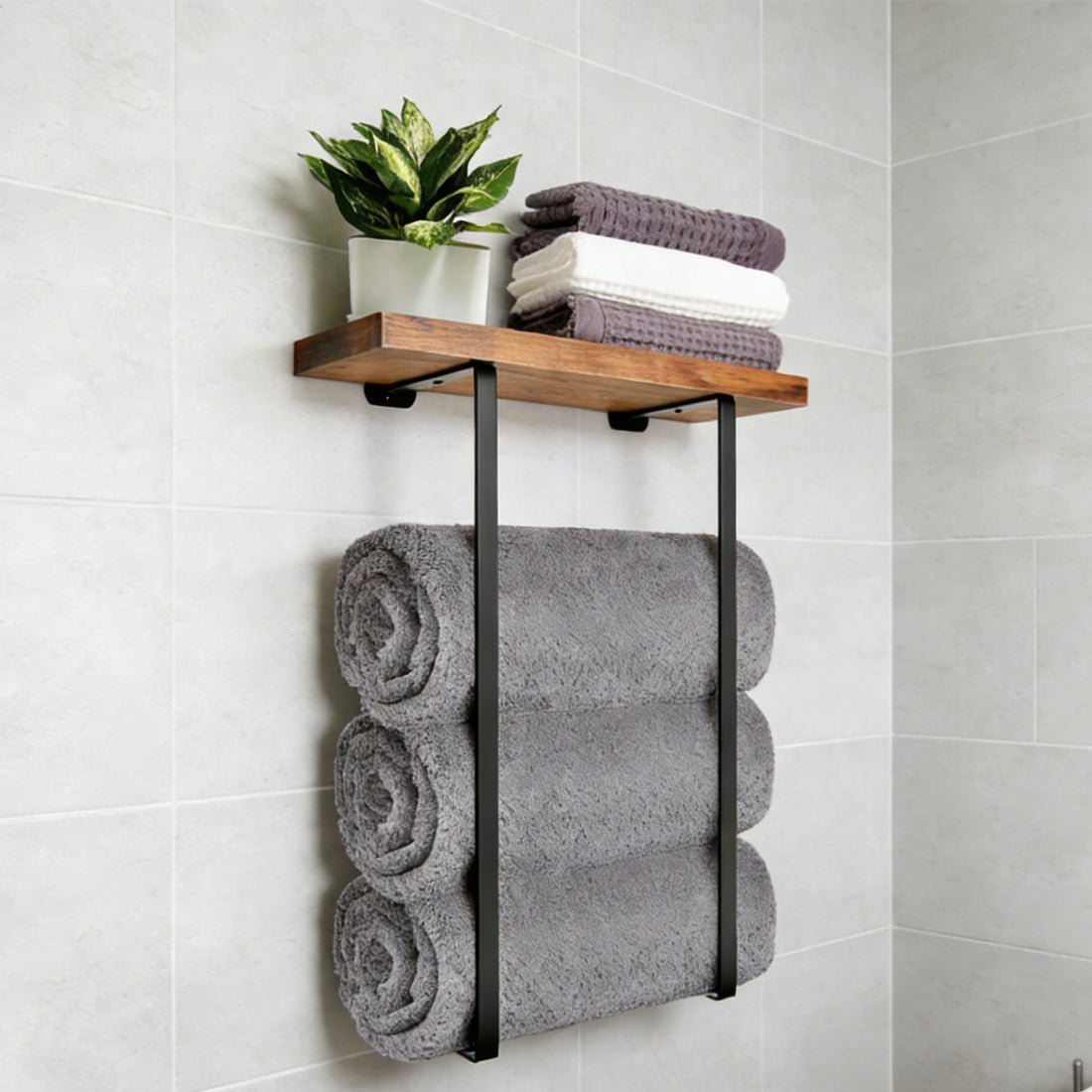 Towel Rack,bathroom Towel Storage Rack,bath Towel Holder, Iron And Wood Wall Art - luna livingTowel Rack,bathroom Towel Storage Rack,bath Towel Holder, Iron And Wood Wall Art